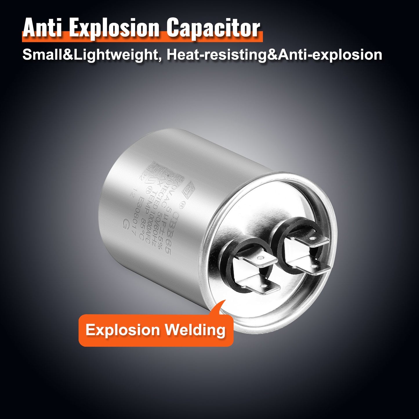 Condenser Fan Motor 5KCP39EGS070S, 5KCP39EGY823S, 1/4 HP 208-230V, 1100RPM, OEM Standard Upgraded Replacement Condenser Motor Reversible Rotating, Explosion-proof CBB65 5μF/370V Capacitor