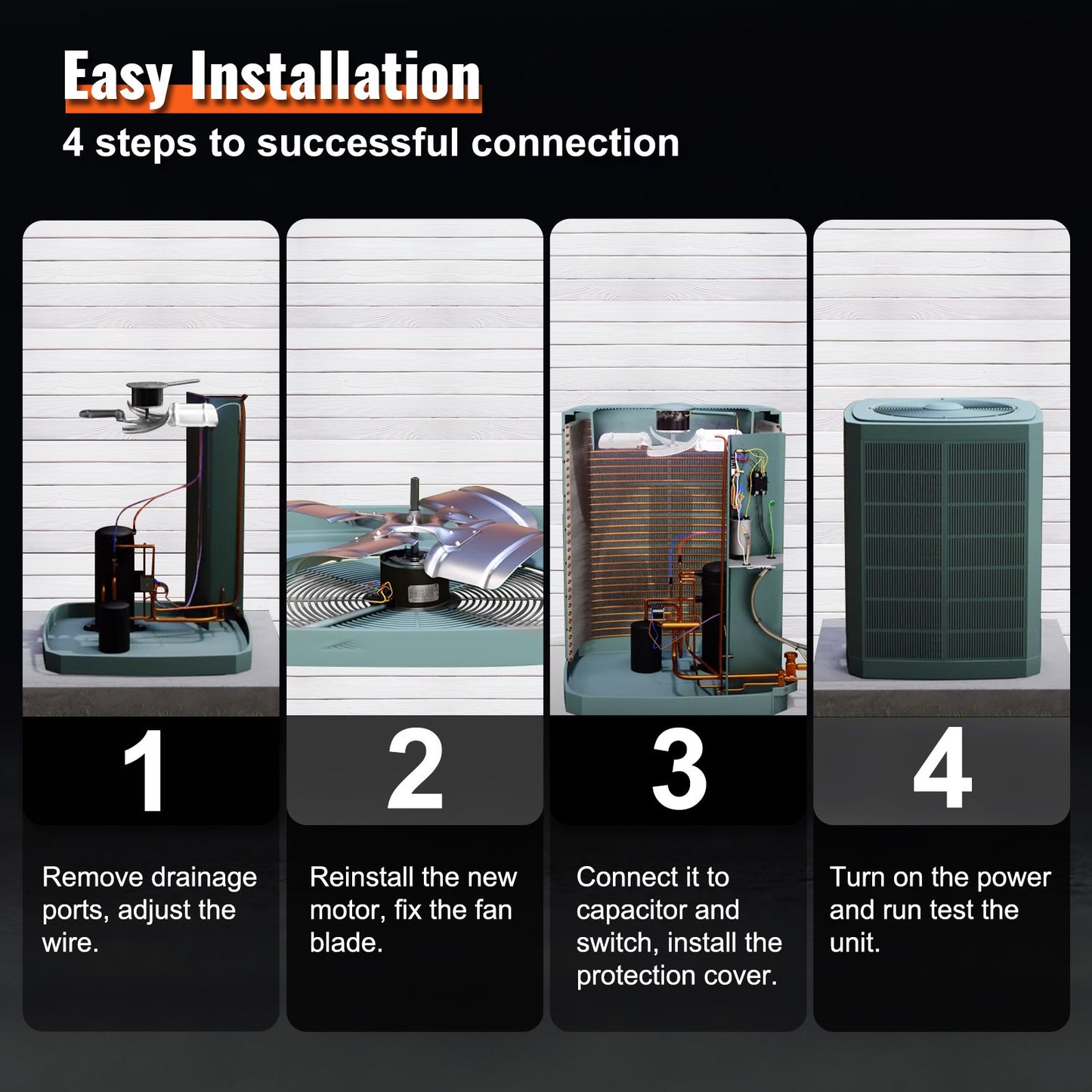 Condenser Fan Motor K55HXJKL-2918, 51-23055-11, 1/5 HP 208-230V, 1075RPM, OEM Standard Upgraded Replacement Condenser Motor Reversible Rotating, Explosion-proof CBB65 5μF/370V Capacitor