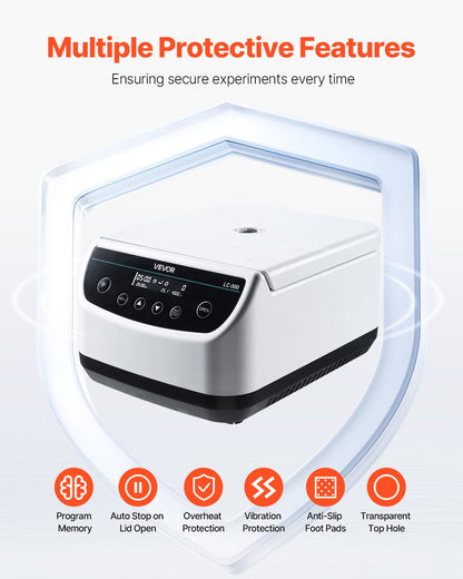 Centrifuge Machine, 100-1900xg RCF Electric Laboratory Centrifuge Machine with 1 Rotor for 2/5/10/15ml Tube Capacity, Low Speed 500-4000rpm with Timer, Widely Used in Various Experiments