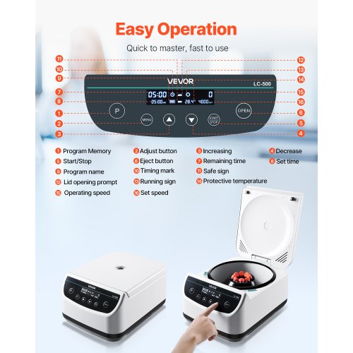 Centrifuge machine 2/5/10/15 ml Speed 500-4000 rpm with 1 rotor and timer