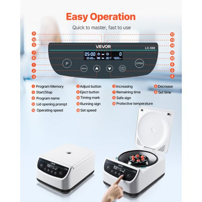 Centrifuge machine 2/5/10/15/50 ml Speed 500-4000 rpm with 1 rotor and timer