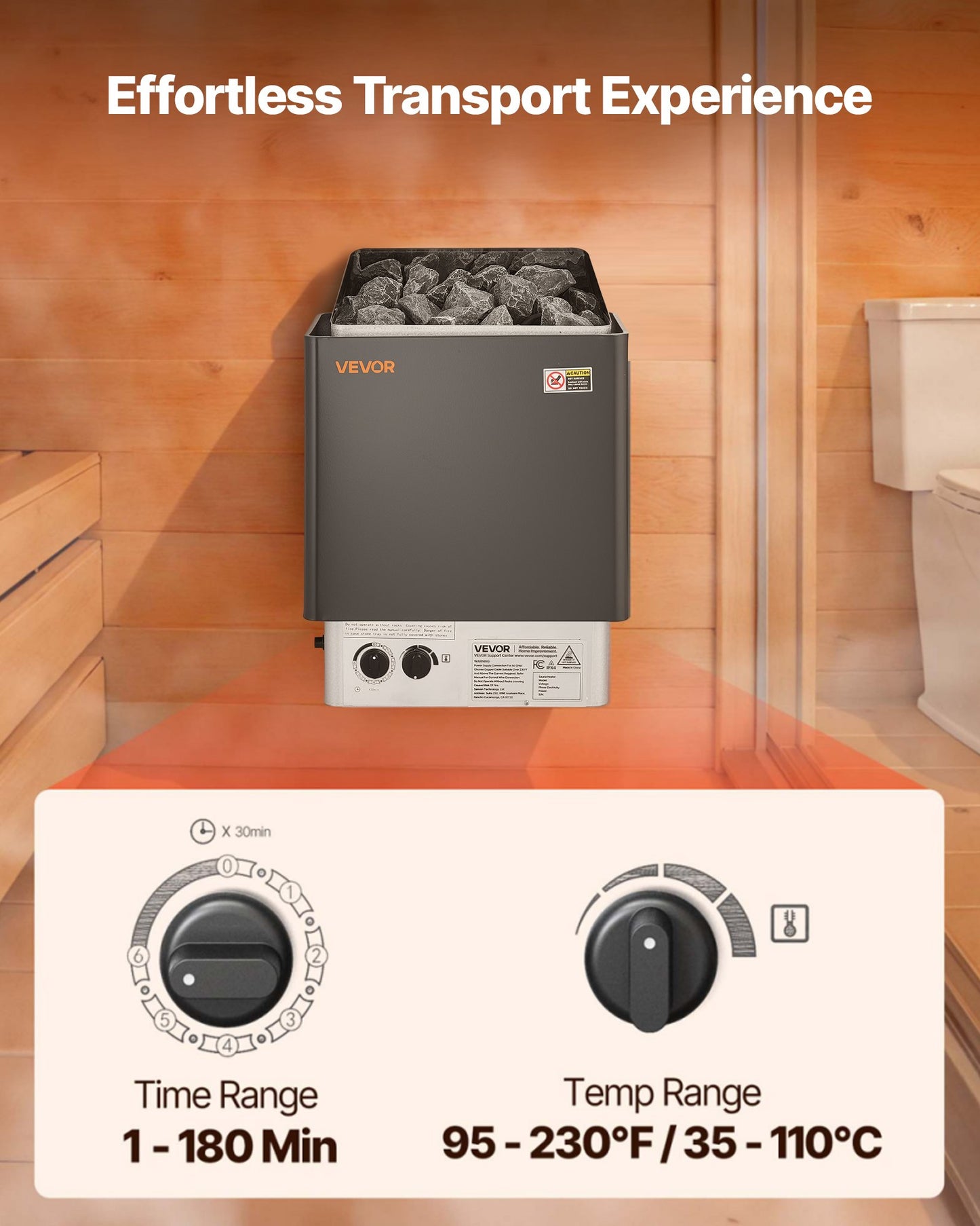 Sauna Heater, 2KW AC 120V Electric Sauna Stove, Dry Steam Bath Saunas Stove with Pre-Drilled Bracket, Fit 52.9 to 88.2 CU.FT Saunas Rooms, Steam Bath Stoves for Home, Commercial, Leisure Venues