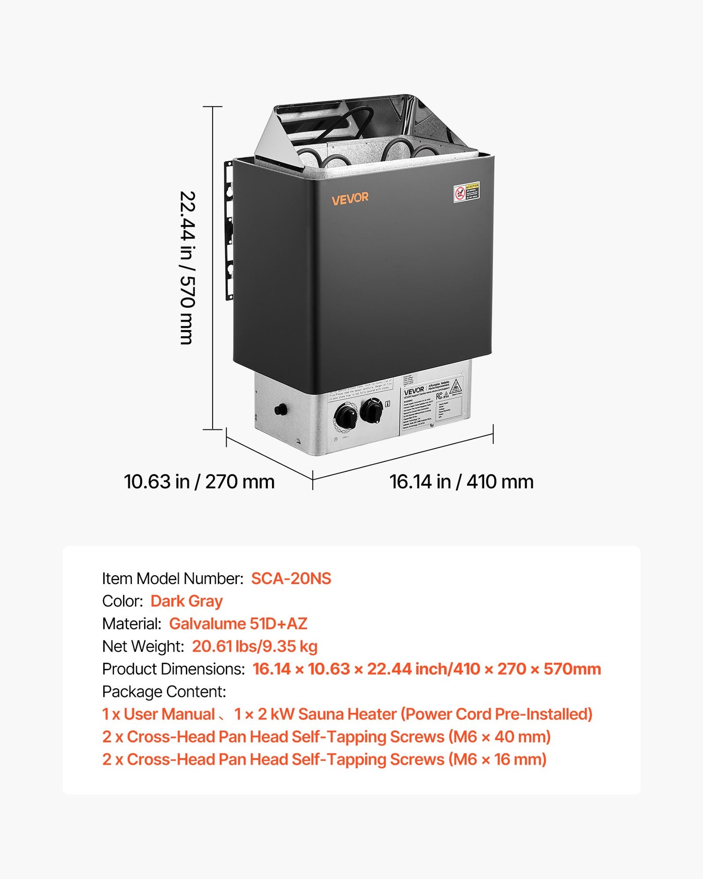 Sauna Heater, 2KW AC 120V Electric Sauna Stove, Dry Steam Bath Saunas Stove with Pre-Drilled Bracket, Fit 52.9 to 88.2 CU.FT Saunas Rooms, Steam Bath Stoves for Home, Commercial, Leisure Venues