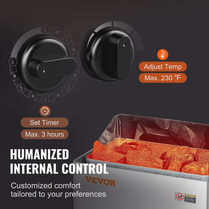 8KW Elektrisk bastuvärmare Inbyggd kontroll 8-12 m³HomeSpa rostfritt stål