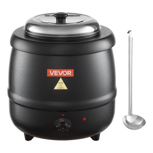 Electric Soup Warmer, 10QT Commercial Soup Kettle with 304 Stainless Steel Detachable Insert Pot, 95~176°F Adjustable Temperature, Soup Station for Restaurant and Big Family, Black