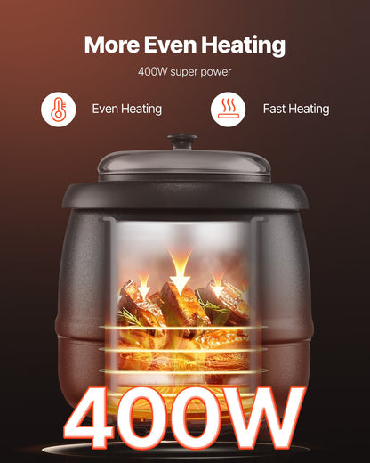Electric Soup Warmer, 10QT Commercial Soup Kettle with 304 Stainless Steel Detachable Insert Pot, 95~176°F Adjustable Temperature, Soup Station for Restaurant and Big Family, Black
