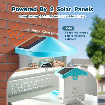 Smart Bird Feeder with Camera 2K HD AI Identify Bird Species Solar-Powered
