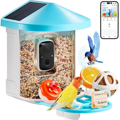 Smart Bird Feeder with Camera 2K HD AI Identify Bird Species Solar Powered