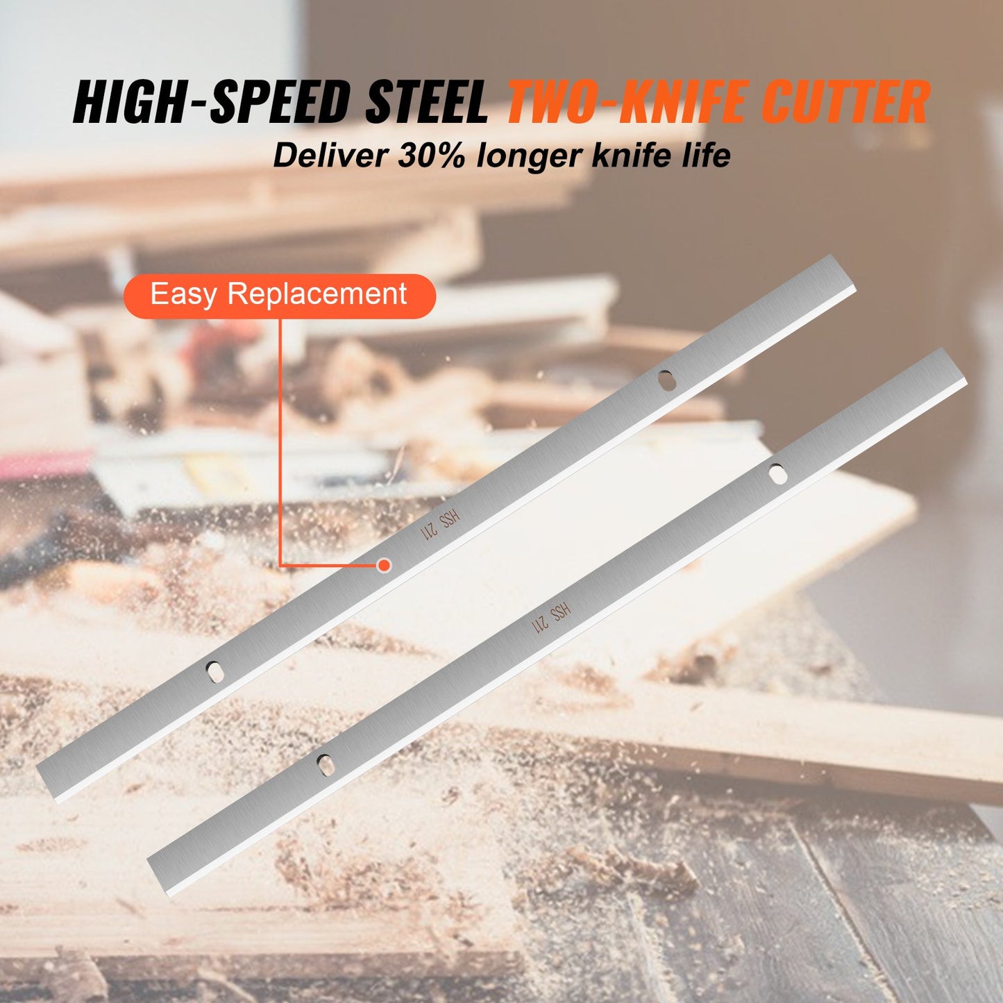 Planhyvel tjocklekshyvel enkelhastighet 13" bredd arbetsbordshyvel tvåbladig 15-Amp 1800W Kraftfull motor 12" förlängt inmatningsbord lågt ljud