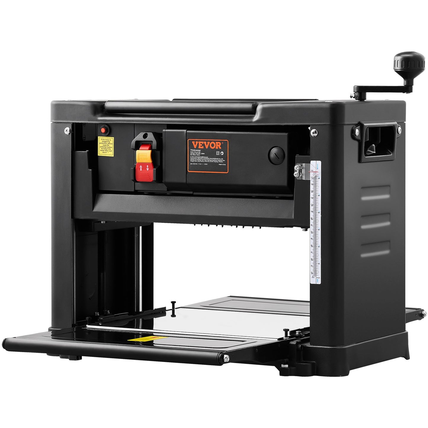 Planhyvel tjocklekshyvel enkelhastighet 13" bredd arbetsbordshyvel tvåbladig 15-Amp 1800W Kraftfull motor 12" förlängt inmatningsbord lågt ljud