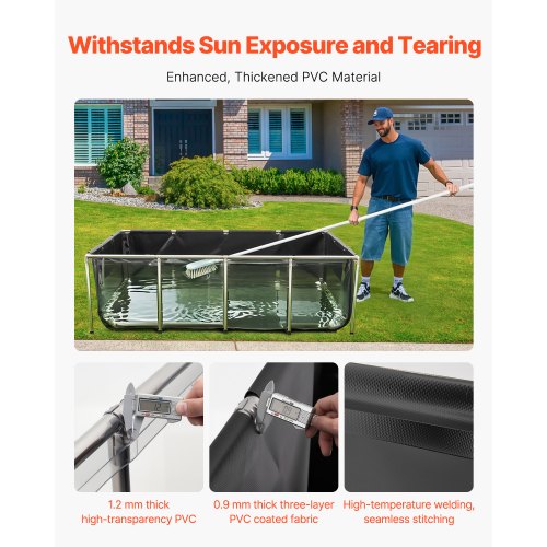 Canvas Fiskdamm Ovanmark Koi Aquarium 470 Gallon med Genomskinlig Panel