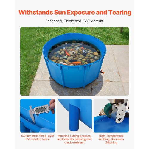 Canvas Fish Pond Upland Fish Aquarium 818 Gallon Round Koi Pond (Blue)