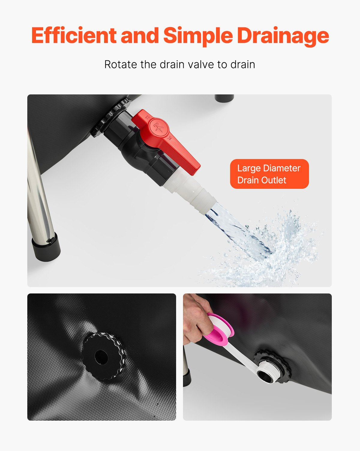 Canvas Fish Pond, 126.8 Gal Above Ground Fish Pond, PVC Koi Tank with Clear Viewing Panel, Rectangular Goldfish Tank with Stainless Steel Frame & Drain Valve, for Breeding Koi, Irrigation(Black)