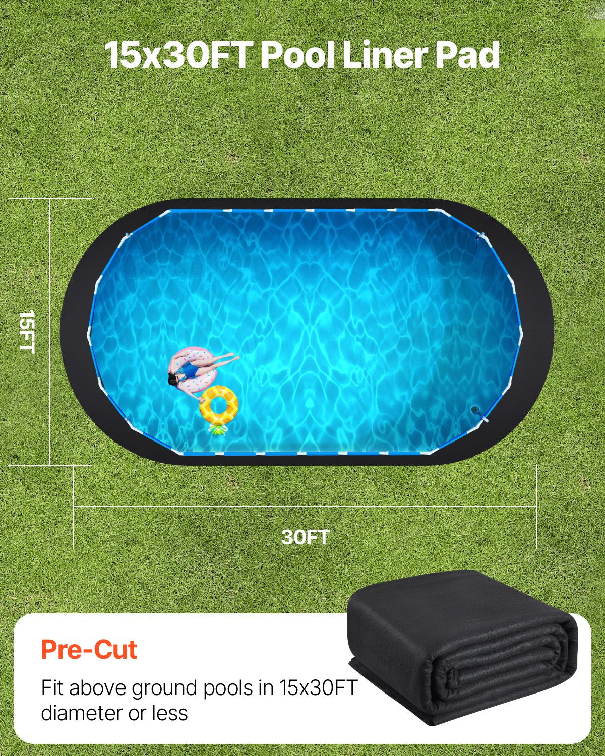 15x30 ft Oval Pool Liner Pad für Aufstellpools Heavy Duty Pool Matte