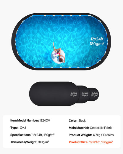 12x24 fot Oval Pool Liner Pad för ovanjordspooler Heavy Duty Pool Mat