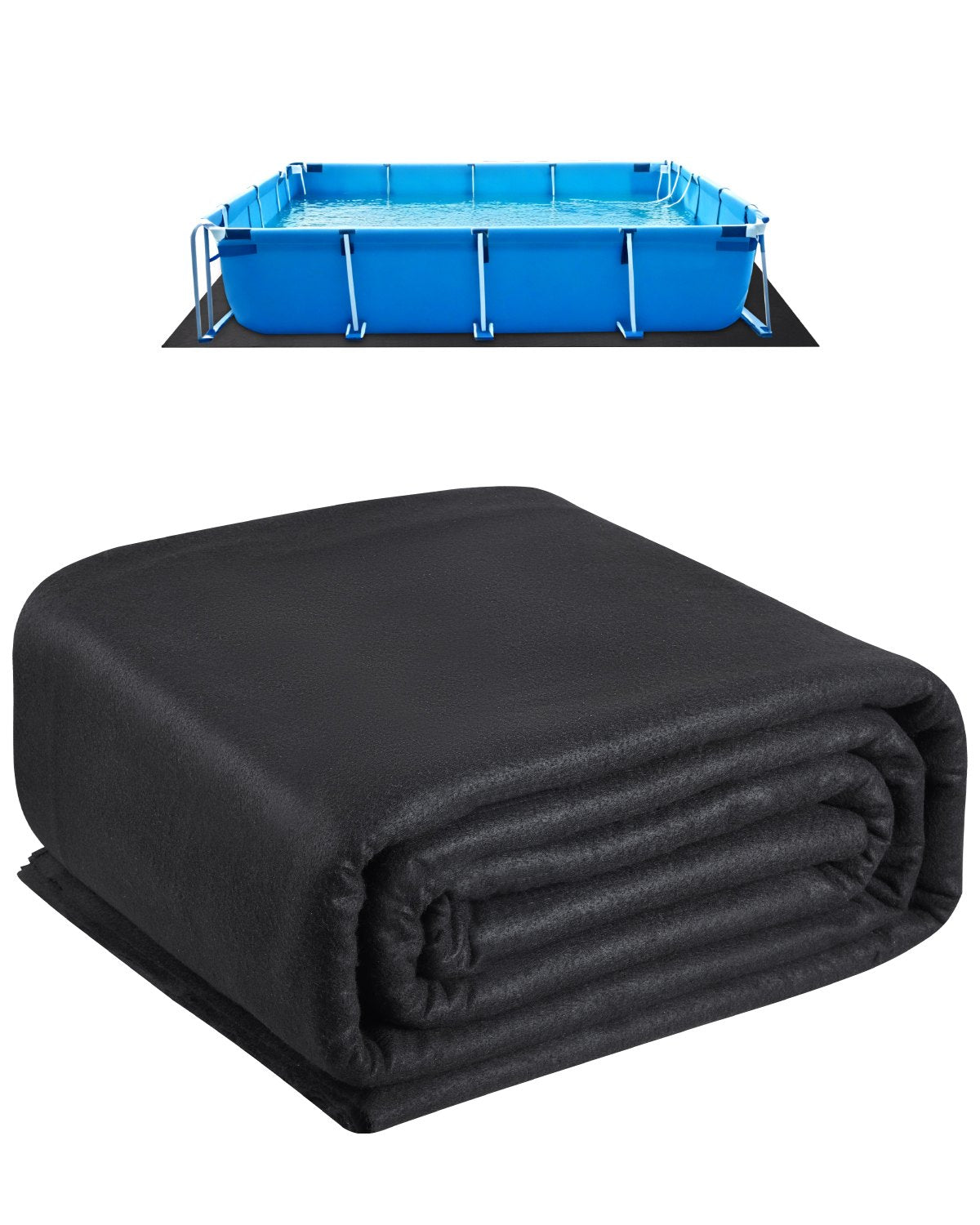 Rechteckige Pool-Liner-Auflage, 3,6 x 7,3 m, strapazierfähige Poolmatte, verhindert Einstiche