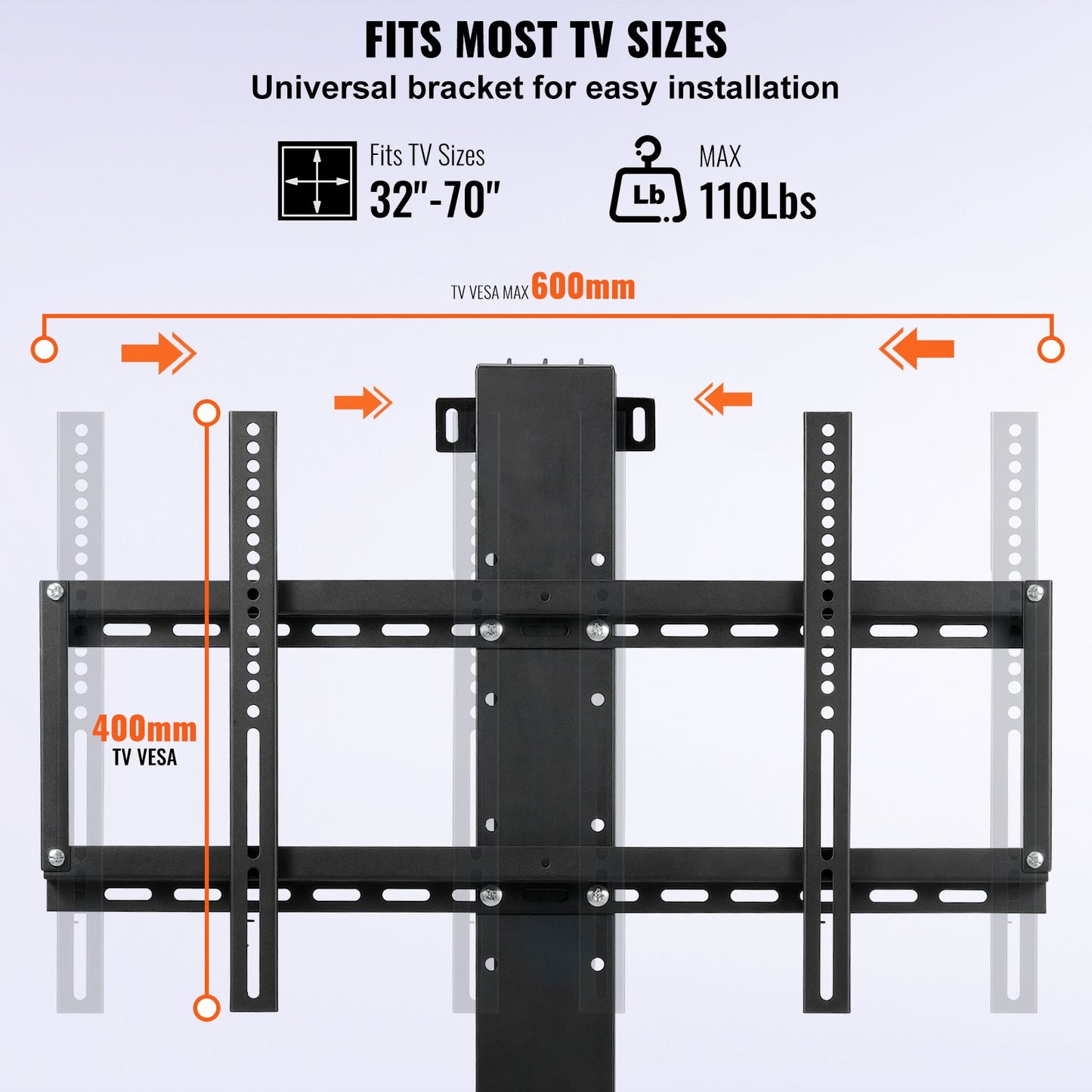 Automated TV Elevator, 31" Stroke for Up to 60" Screens, Adjustable Height 42"-73", Remote Controlled, Supports 132 lbs