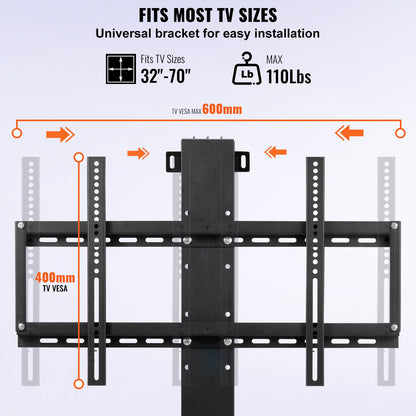 Automated TV Elevator, 31" Stroke for Up to 60" Screens, Adjustable Height 42"-73", Remote Controlled, Supports 132 lbs