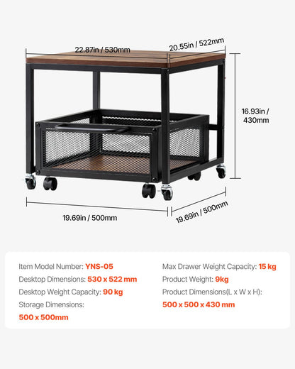 Mini-Kühlschrankständer 198lbs mit Lagerwagen und Schwenkrädern hellbraun