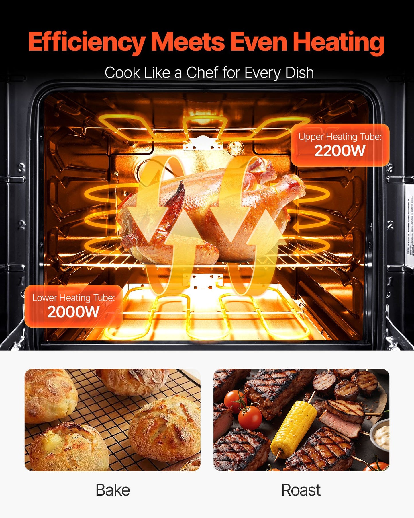 24 in Electric Range Oven, 2.7 Cu. Ft. Capacity Compact Freestanding Oven, Stainless Steel Kitchen Stove with 4 Burners, Easy Reach Rack, Storage Drawer, Drip Pan, Indicator Light(No Power Cord)