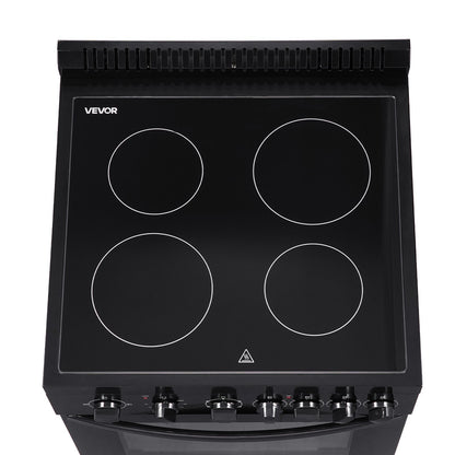 24 in Electric Range Oven, 2.7 Cu. Ft. Capacity Compact Freestanding Oven, Stainless Steel Kitchen Stove with 4 Burners, Easy Reach Rack, Storage Drawer, Drip Pan, Indicator Light(No Power Cord)