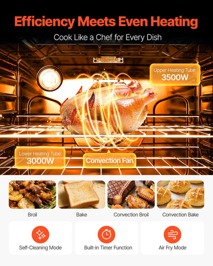 30 in Electric Range Oven, 4.8 Cu. Ft. Capacity Compact Freestanding Oven, Stainless Steel Kitchen Stove, with 5 Burners, Timer, Self-Cleaning, Easy Reach Racks, Storage Drawer(No Power Cord)