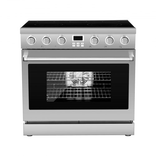 36 in Electric Range Oven, 6.0 Cu. Ft. Capacity Compact Freestanding Oven, Stainless Steel Kitchen Stove, with 5 Burners, Digital Screen Button Control, Easy Reach Racks for RV(No Power Cord)