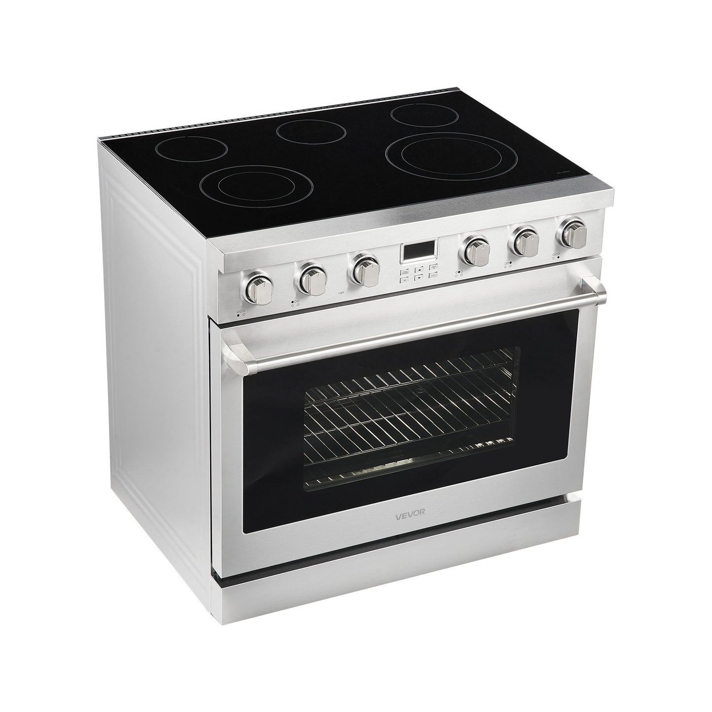 36 in Electric Range Oven, 6.0 Cu. Ft. Capacity Compact Freestanding Oven, Stainless Steel Kitchen Stove, with 5 Burners, Digital Screen Button Control, Easy Reach Racks for RV(No Power Cord)