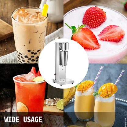 Milkshake Maker Kit, Stainless Steel Electric Milkshake Maker, 180W Milkshake Machine, Single Head Classic Milkshake Maker with 800ml Cup, Silver Milkshake Maker Machine, 2 Speed Adjustable