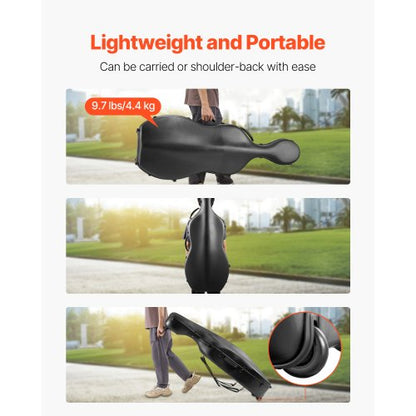 Bärbar Komposit Kolfiber 4/4 Fullstorlek Celloväska Bärväska