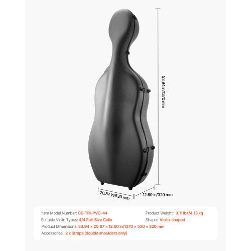 Bärbar Komposit Kolfiber 4/4 Fullstorlek Celloväska Bärväska