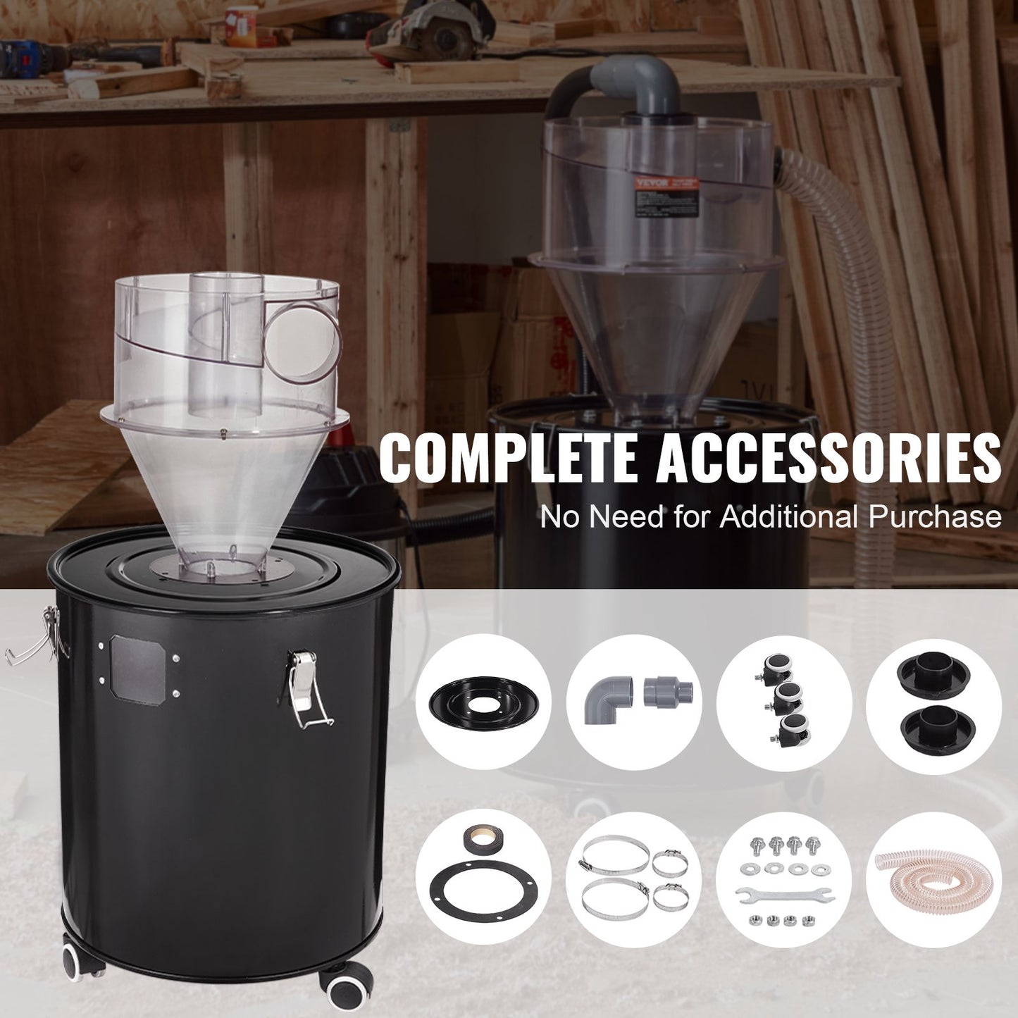 Cyclone dust collector with tank vacuum cleaner 4" for 50L tank