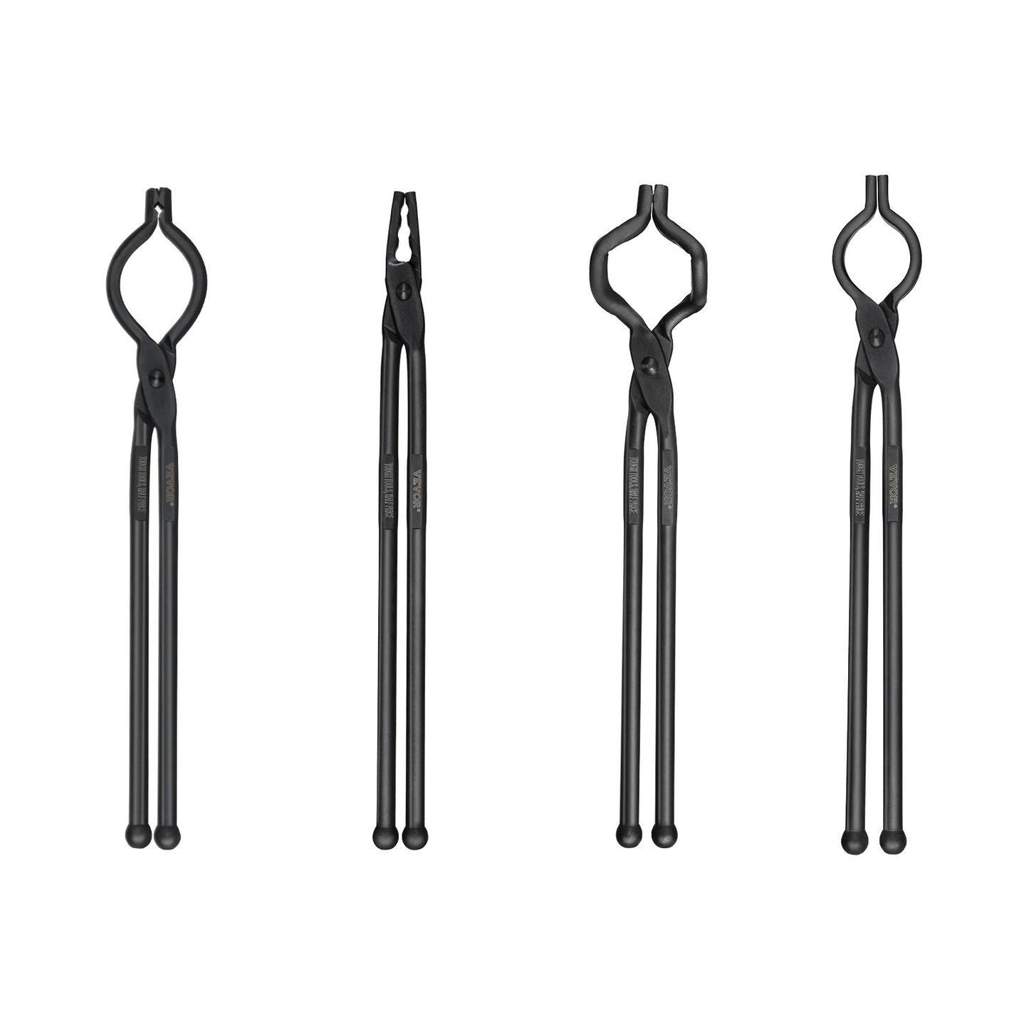 Blacksmith Tongs, 18” 4 PCS, V-Bit Bolt Tongs, Wolf Jaw Tongs, Z V-Bit Tongs and Griping Tongs, Carbon Steel Smide Tongs with A3 Steel Nitar, för nybörjare och erfarna smeder, bladsmeder