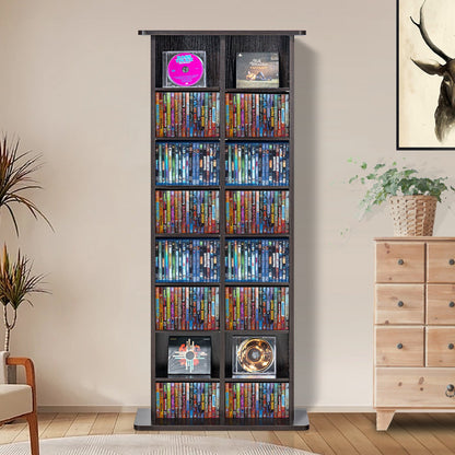 Media Storage Cabinet, 8-layer DVD Shelf Holds up to 464 CDs, Adjustable CD Shelves 16 Compartments, Protects & Organizes Music, Movie, Video Games or Memorabilia Collections, Espresso