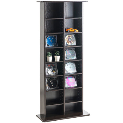 Media Storage Cabinet, 8-layer DVD Shelf Holds up to 464 CDs, Adjustable CD Shelves 16 Compartments, Protects & Organizes Music, Movie, Video Games or Memorabilia Collections, Espresso