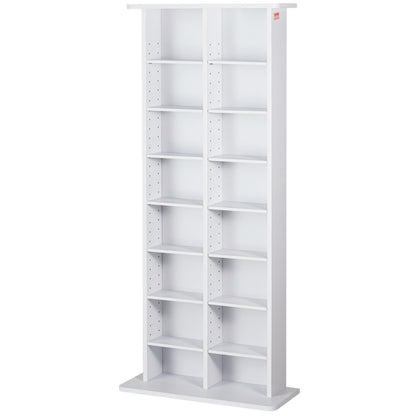 Media Storage Cabinet 8 Layers Adjustable DVD Shelves Holds 464 CDs White