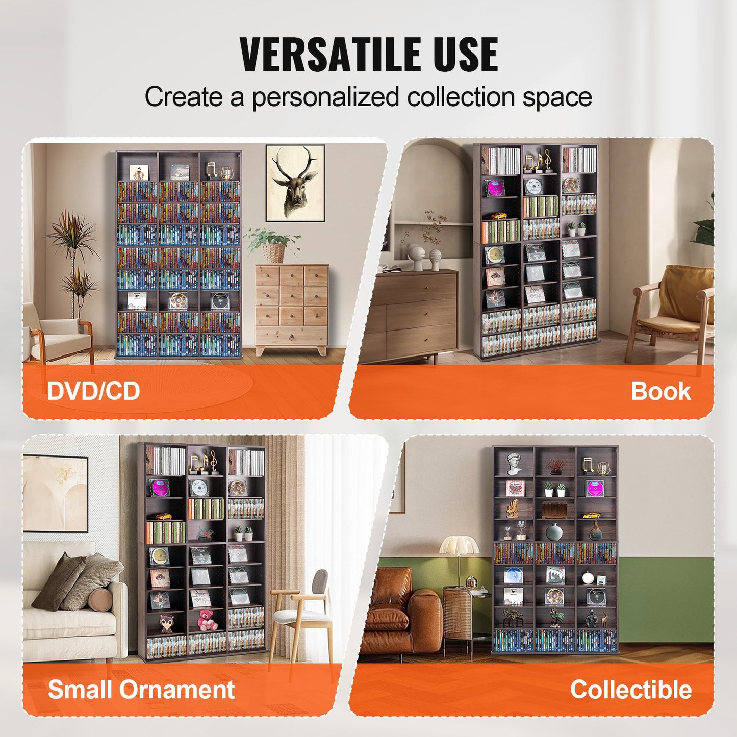 Medialagringsskåp 9 lager justerbara DVD-hyllor 756 CD-skivor Espresso