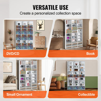 Medienaufbewahrungsschrank, 9 Ebenen, verstellbare DVD-Regale, für 756 CDs, Weiß