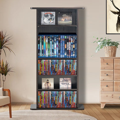 Media Storage Cabinet, 5-layer DVD Shelf Holds up to 240 CDs, Adjustable CD Shelves, Protects & Organizes Music, Movie, Video Games or Memorabilia Collections, Espresso