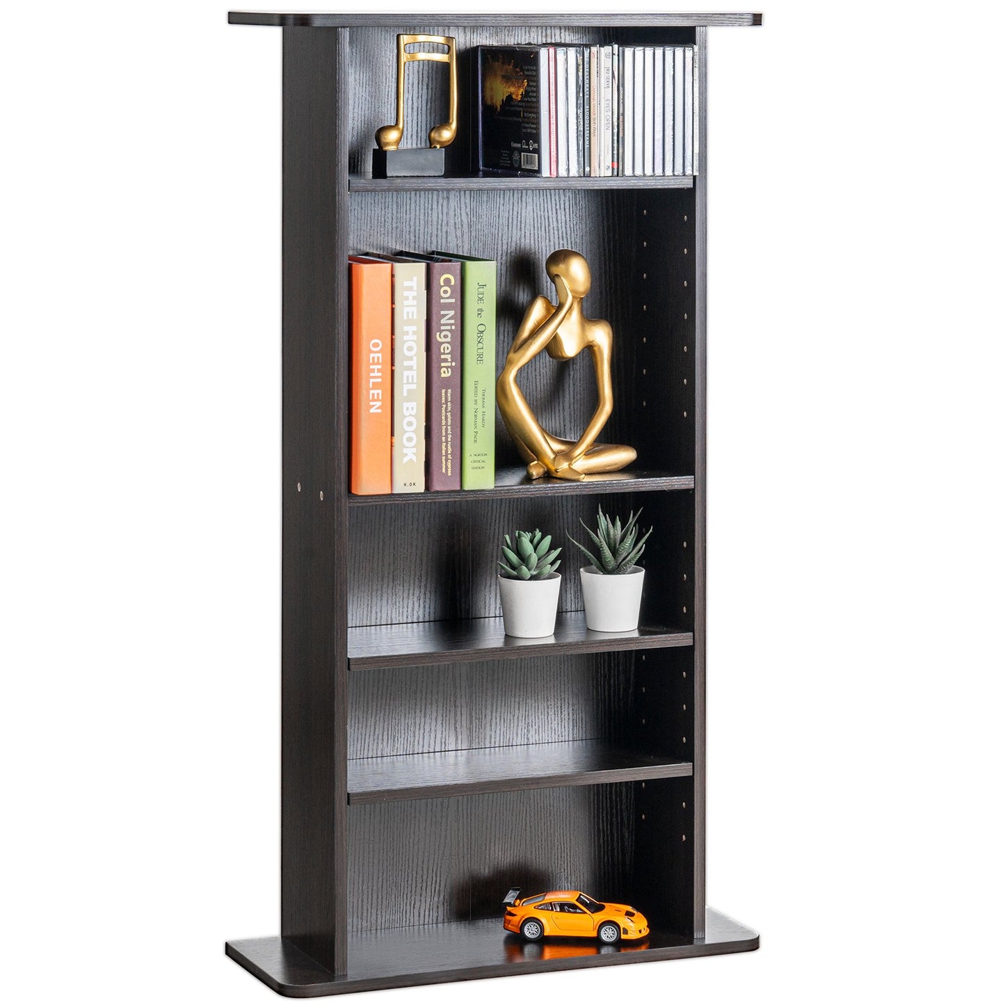 Medienschrank, 5 Ebenen, verstellbare DVD-Regale, 240 CDs, Espresso