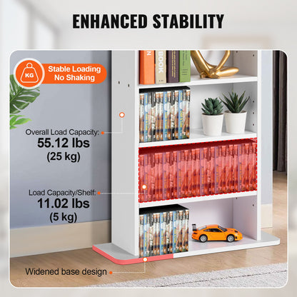 Medien-Aufbewahrungsschrank, 5 Ebenen, verstellbare DVD-Regale, für 240 CDs, Weiß