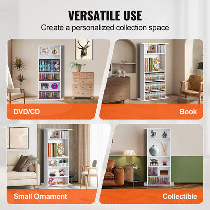 Medien-Aufbewahrungsschrank, 5 Ebenen, verstellbare DVD-Regale, für 240 CDs, Weiß