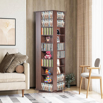 Media Storage Cabinet, Rotating Media Tower, Holds up to 1040 CDs, Protects & Organizes Music, Movie, Video Games or Memorabilia Collections- Espresso