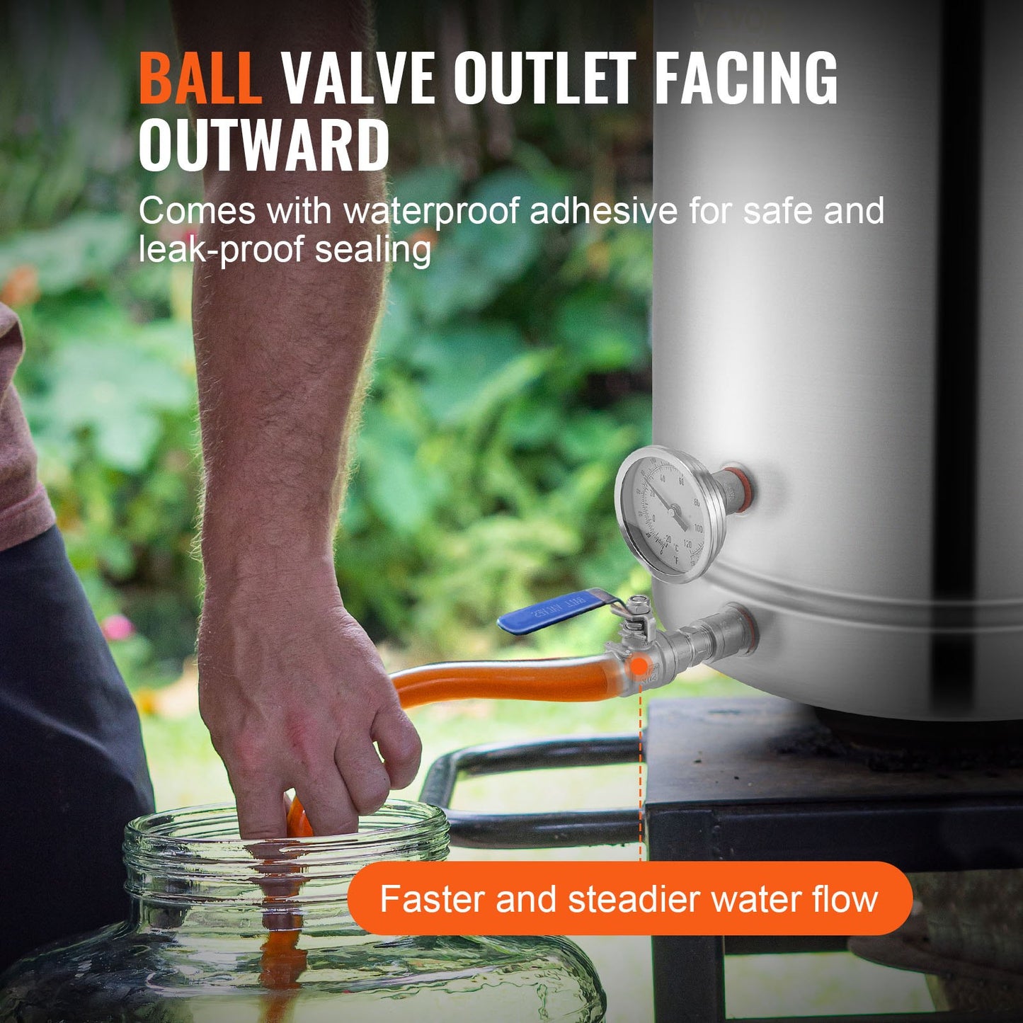 Stainless Steel Kettle, 16 GALLON Brew Pot, Three Layer Bottom for Beer, Brewing Jug, Home Brewing Accessories Includes Lid, Handle, Thermometer, Ball Valve Stopper, Filter, Filter Washer