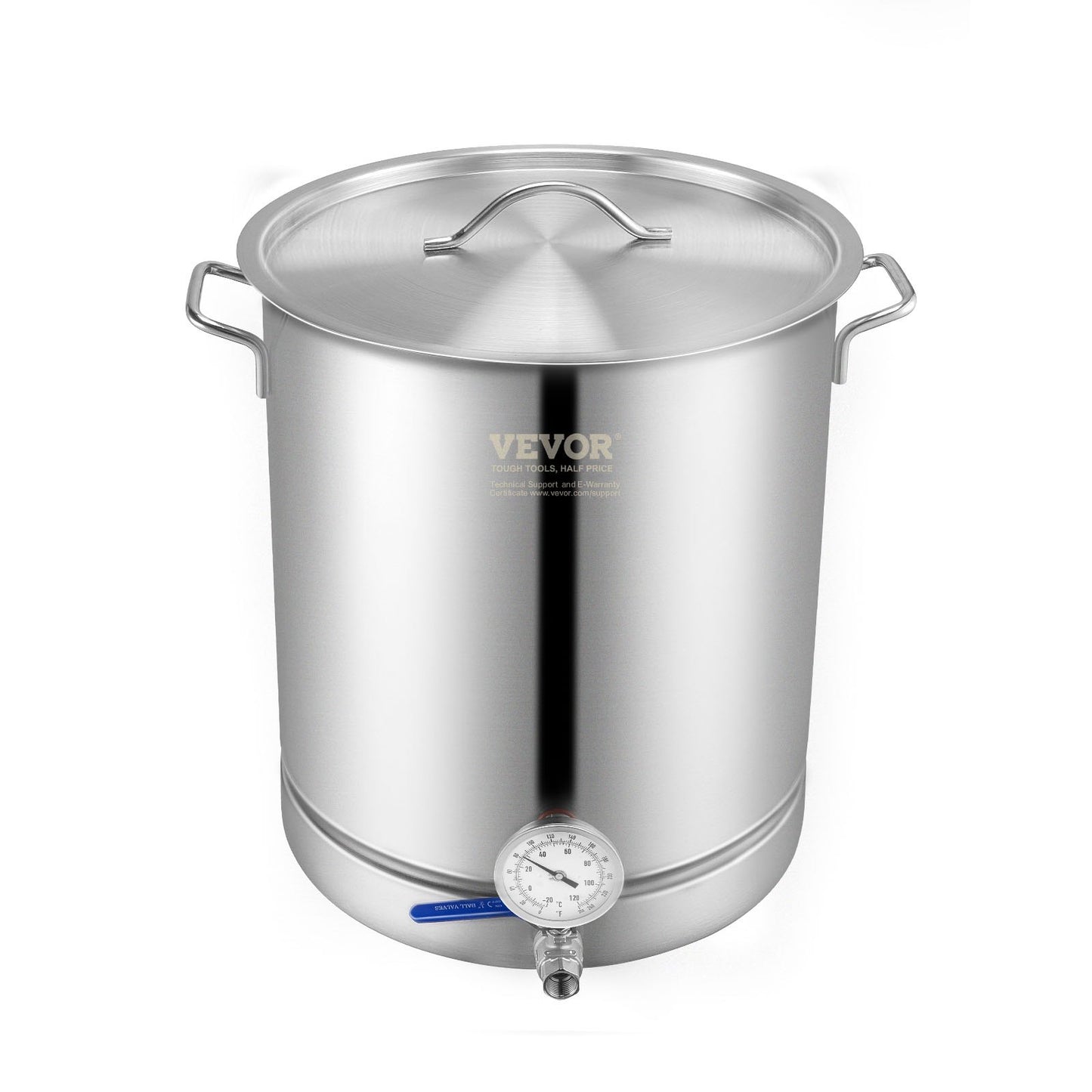 Stainless Steel Kettle, 16 GALLON Brew Pot, Three Layer Bottom for Beer, Brewing Jug, Home Brewing Accessories Includes Lid, Handle, Thermometer, Ball Valve Stopper, Filter, Filter Washer