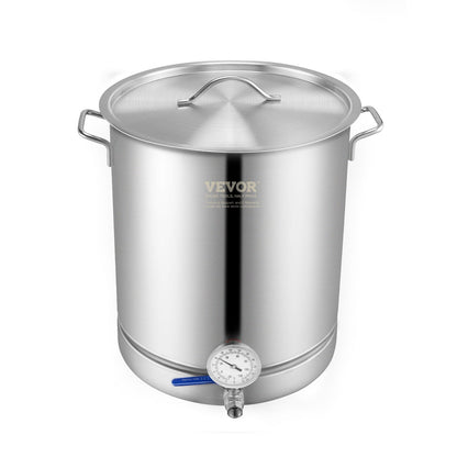 Stainless Steel Kettle, 16 GALLON Brew Pot, Three Layer Bottom for Beer, Brewing Jug, Home Brewing Accessories Includes Lid, Handle, Thermometer, Ball Valve Stopper, Filter, Filter Washer
