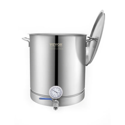 Stainless Steel Kettle, 16 GALLON Brew Pot, Three Layer Bottom for Beer, Brewing Jug, Home Brewing Accessories Includes Lid, Handle, Thermometer, Ball Valve Stopper, Filter, Filter Washer
