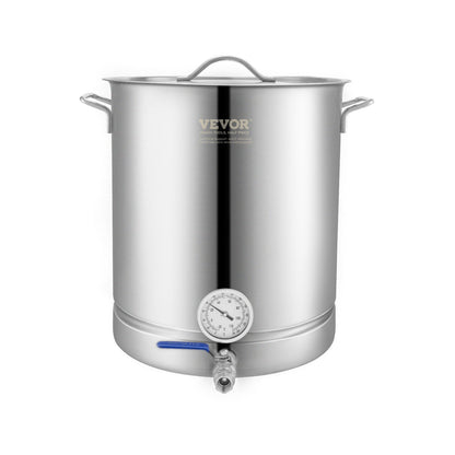 Stainless Steel Kettle, 16 GALLON Brew Pot, Three Layer Bottom for Beer, Brewing Jug, Home Brewing Accessories Includes Lid, Handle, Thermometer, Ball Valve Stopper, Filter, Filter Washer