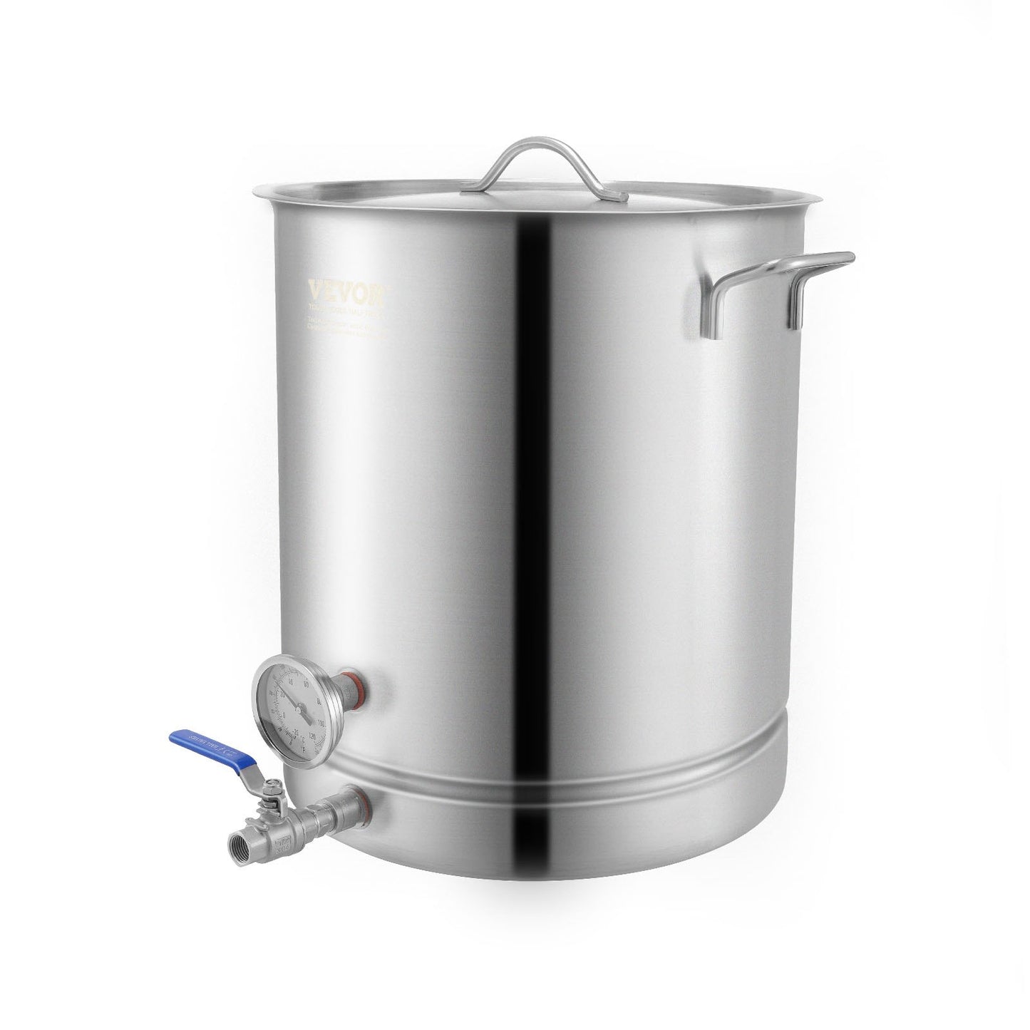 Stainless Steel Kettle, 16 GALLON Brew Pot, Three Layer Bottom for Beer, Brewing Jug, Home Brewing Accessories Includes Lid, Handle, Thermometer, Ball Valve Stopper, Filter, Filter Washer