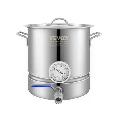 Edelstahlkessel, 5 Gallonen Braukessel, dreischichtiger Boden für Bier, Braukrug, Heimbrauzubehör inklusive Deckel, Griff, Thermometer, Kugelhahnstopfen, Filter, Filterscheibe